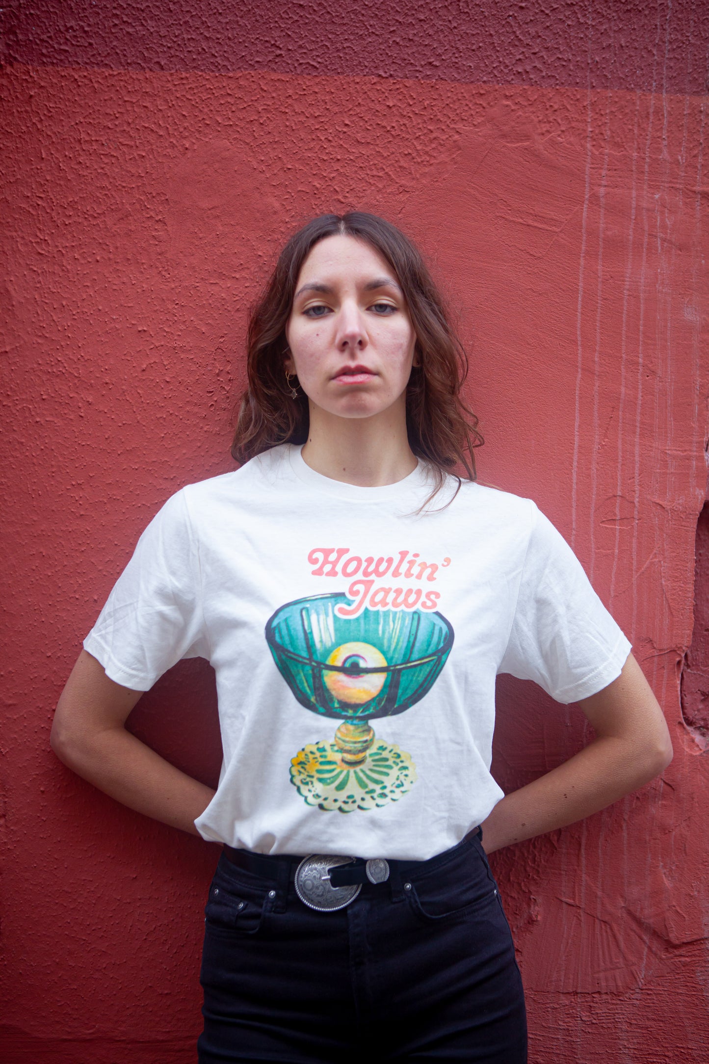TEE-SHIRT BLANC LOGO QUADRI "coupe œil Howlin' Jaws "