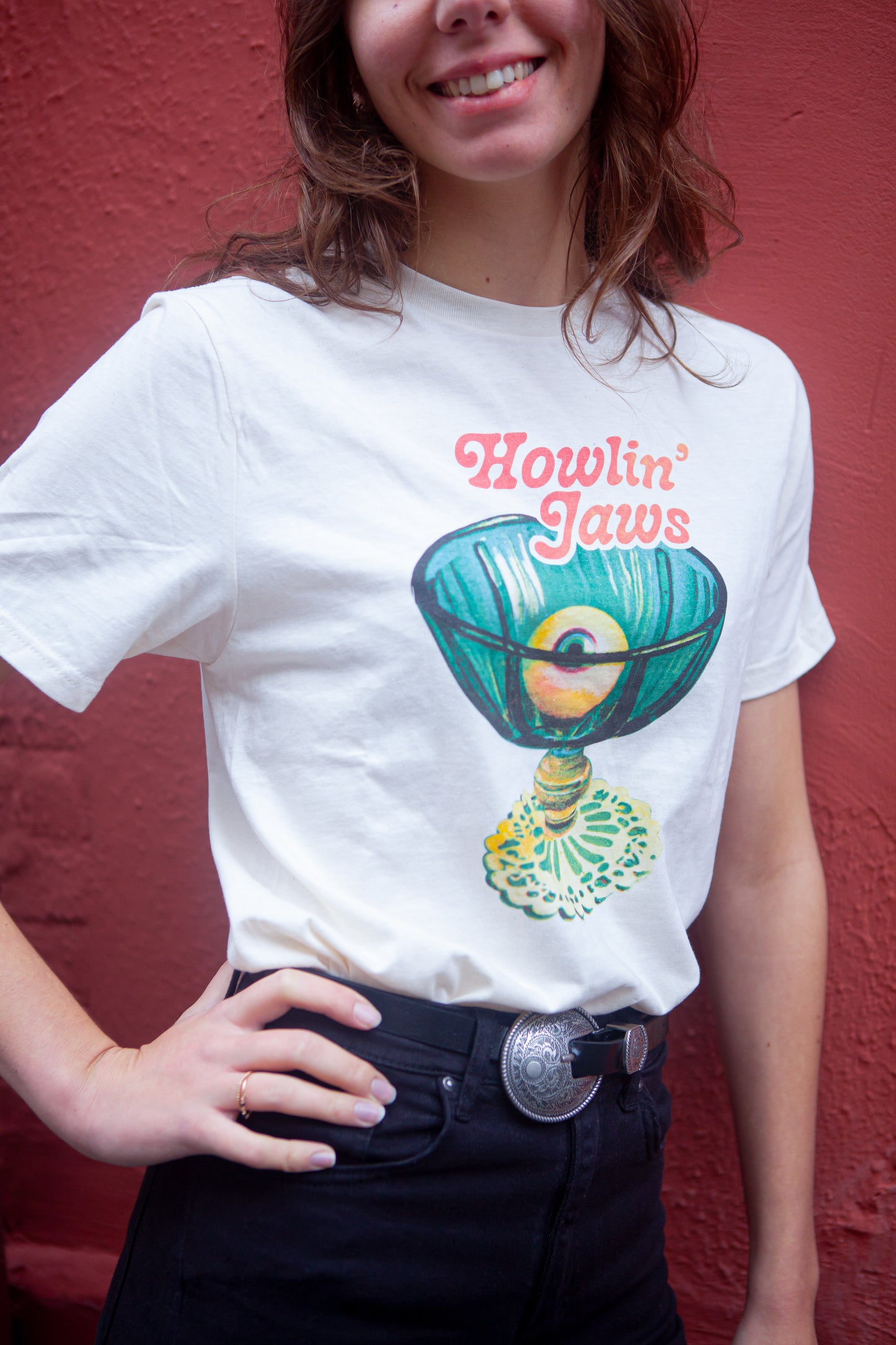 TEE-SHIRT BLANC LOGO QUADRI "coupe œil Howlin' Jaws "