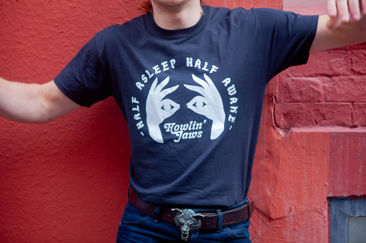 TEE-SHIRT NOIR, LOGO BLANC "Half Asleep Half Awake, Howlin' Jaws "