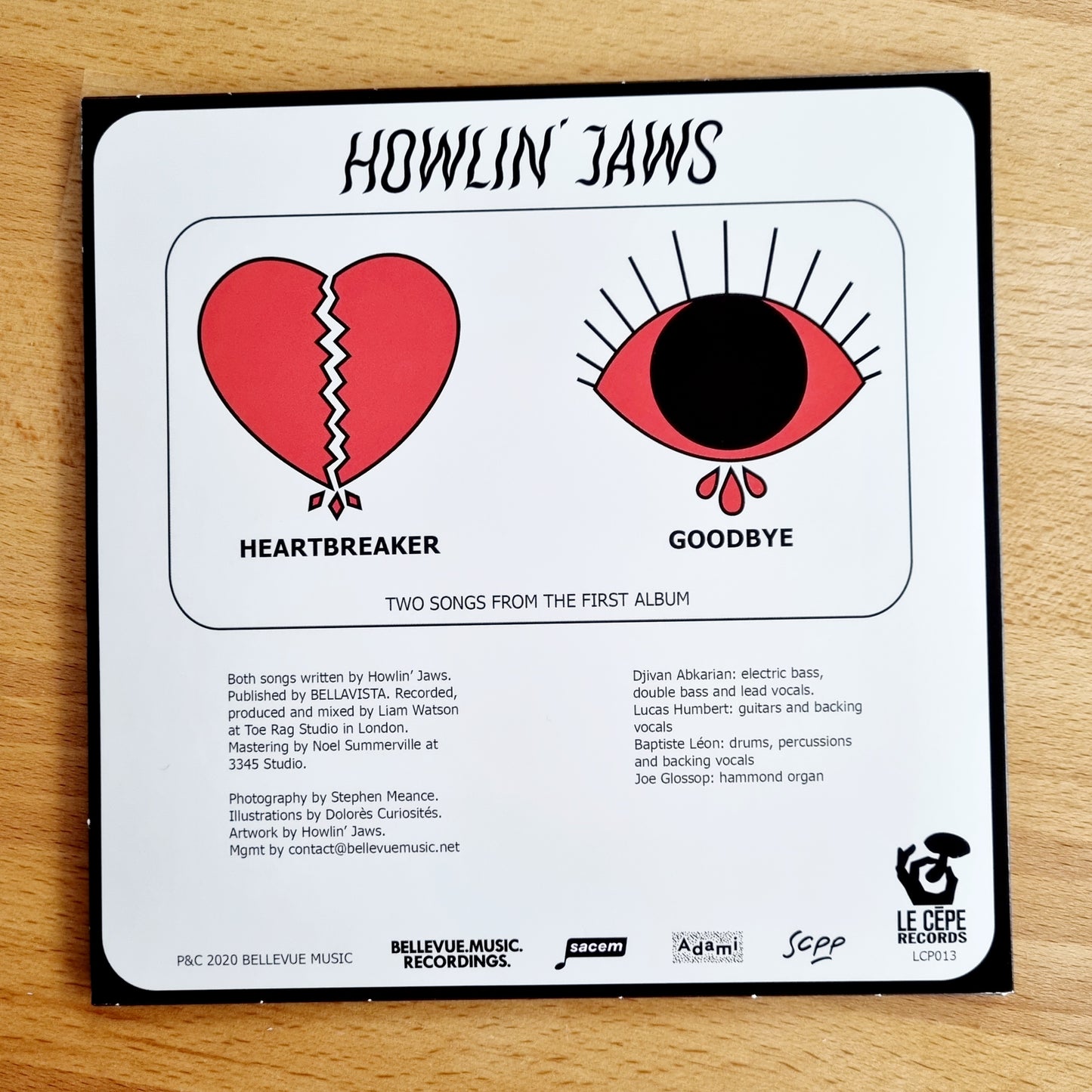 45t vinyle Howlin' Jaws "Heartbreaker / Goodbye"