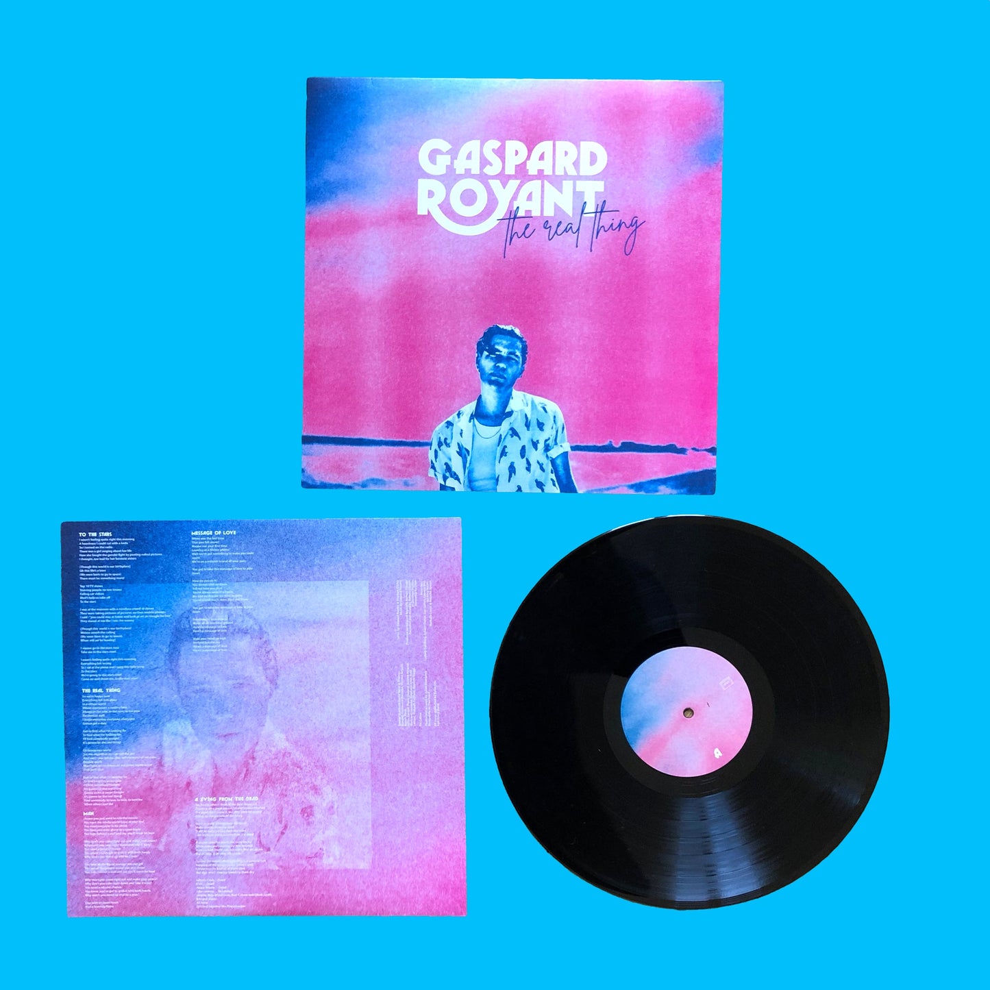 "THE REAL PACK ": CD signé + 33T vinyle signé + 2 badges + tote bag sérigraphié